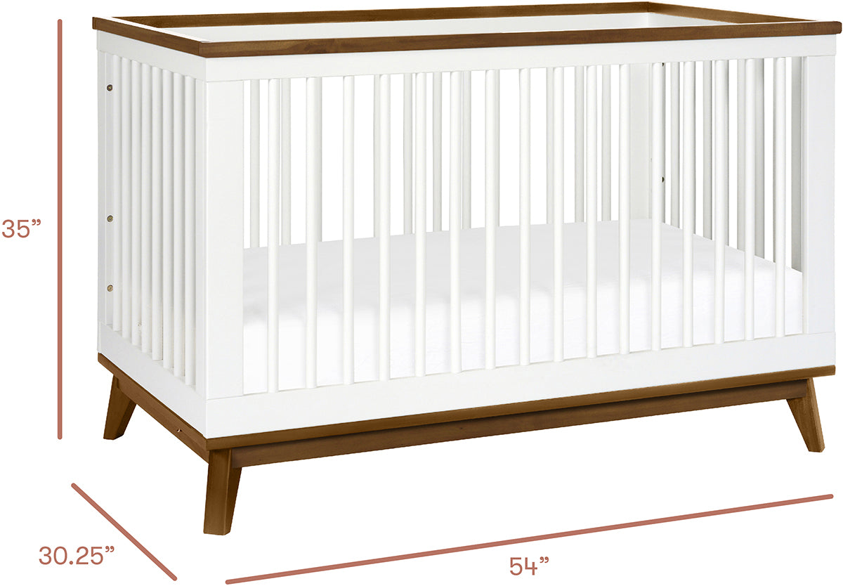 Babyletto Scoot 3-in-1 Convertible Crib w/Toddler Bed Conversion Kit - White / Natural Walnut