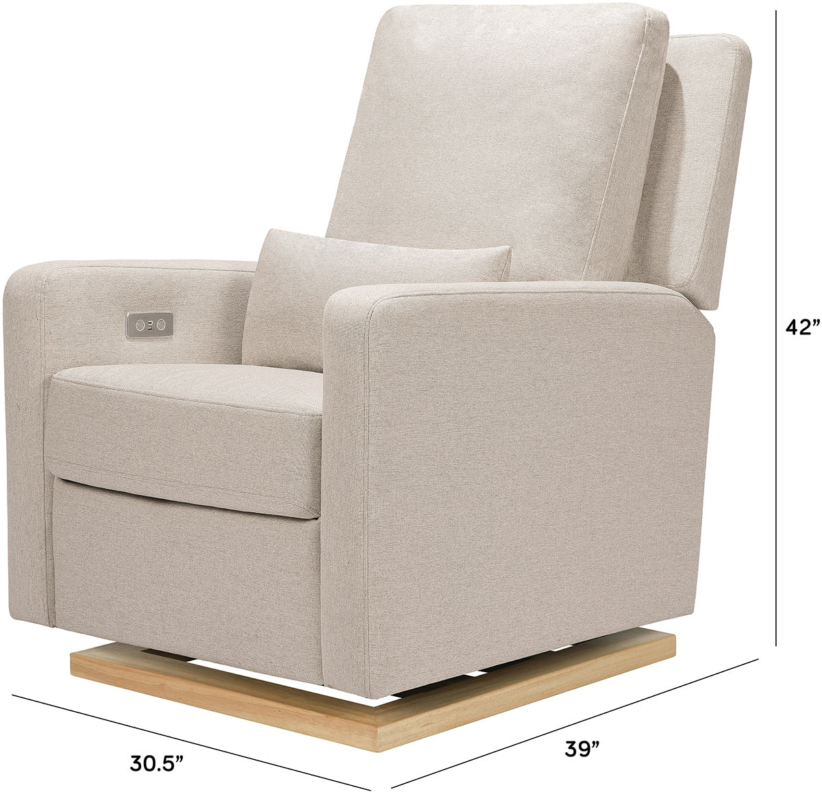 Babyletto Sigi Electronic Glider Recliner w/USB - Performance Beach Eco-Weave w/Light Wood Base