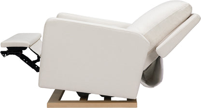 Babyletto Sigi Electronic Glider Recliner w/USB - Performance Cream Eco-Weave w/Light Wood Base