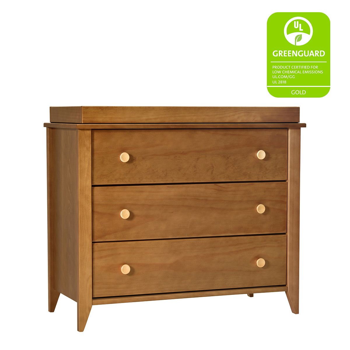 Babyletto Sprout 3-Drawer Changer Dresser w/Removable Changing Tray - Chestnut / Natural