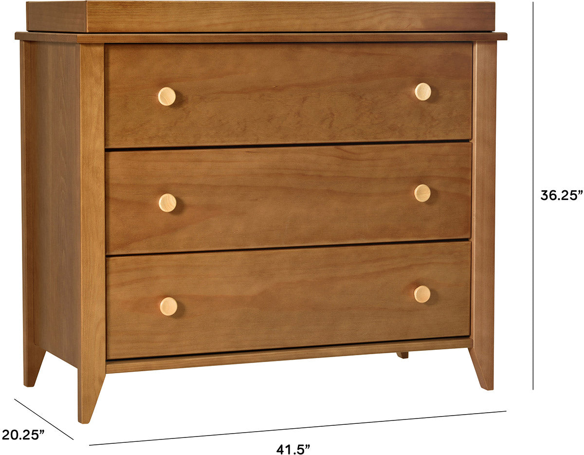 Babyletto Sprout 3-Drawer Changer Dresser w/Removable Changing Tray - Chestnut / Natural