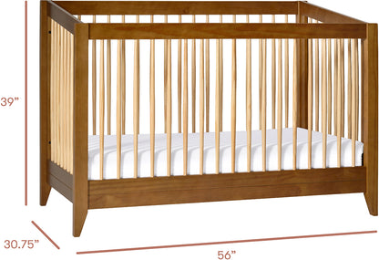 Babyletto Sprout 4-in-1 Convertible Crib w/Toddler Bed Conversion Kit - Chestnut / Natural