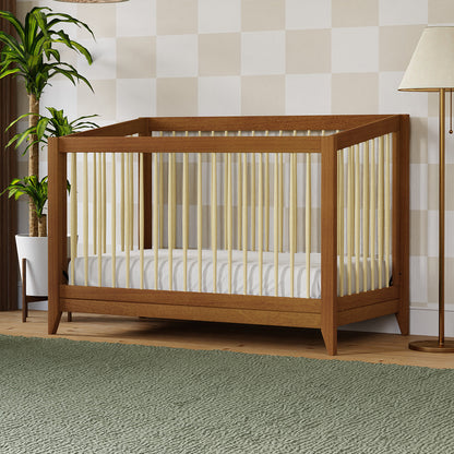 Babyletto Sprout 4-in-1 Convertible Crib w/Toddler Bed Conversion Kit - Chestnut / Natural