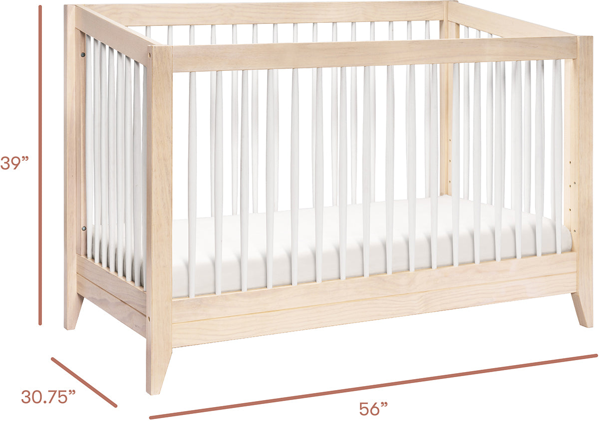 Babyletto Sprout 4-in-1 Convertible Crib w/Toddler Bed Conversion Kit - Washed Natural / White