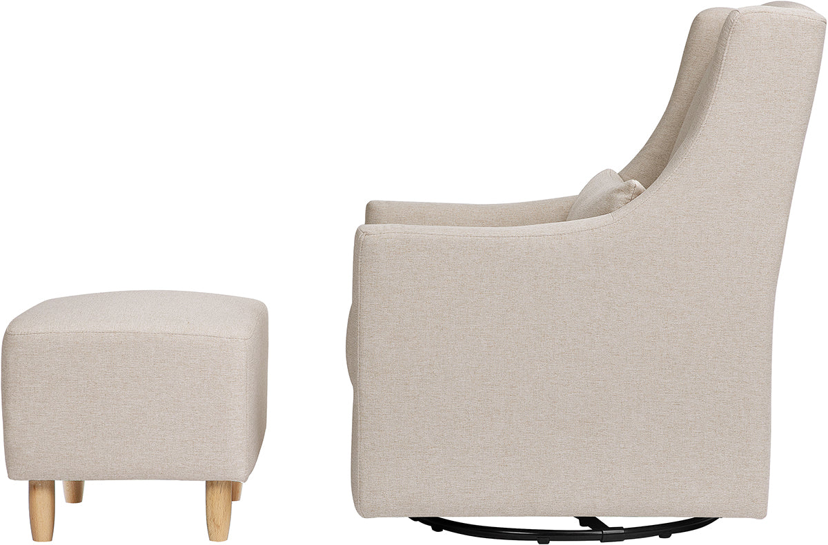 Babyletto Toco Swivel Glider and Ottoman - Performance Beach Eco-Weave