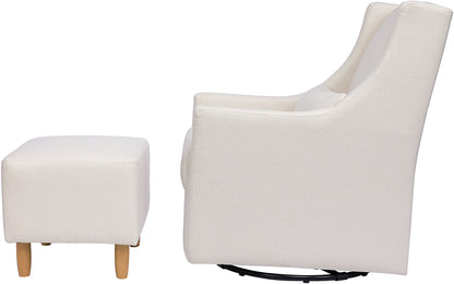 Babyletto Toco Swivel Glider and Ottoman - Performance Cream Eco-Weave