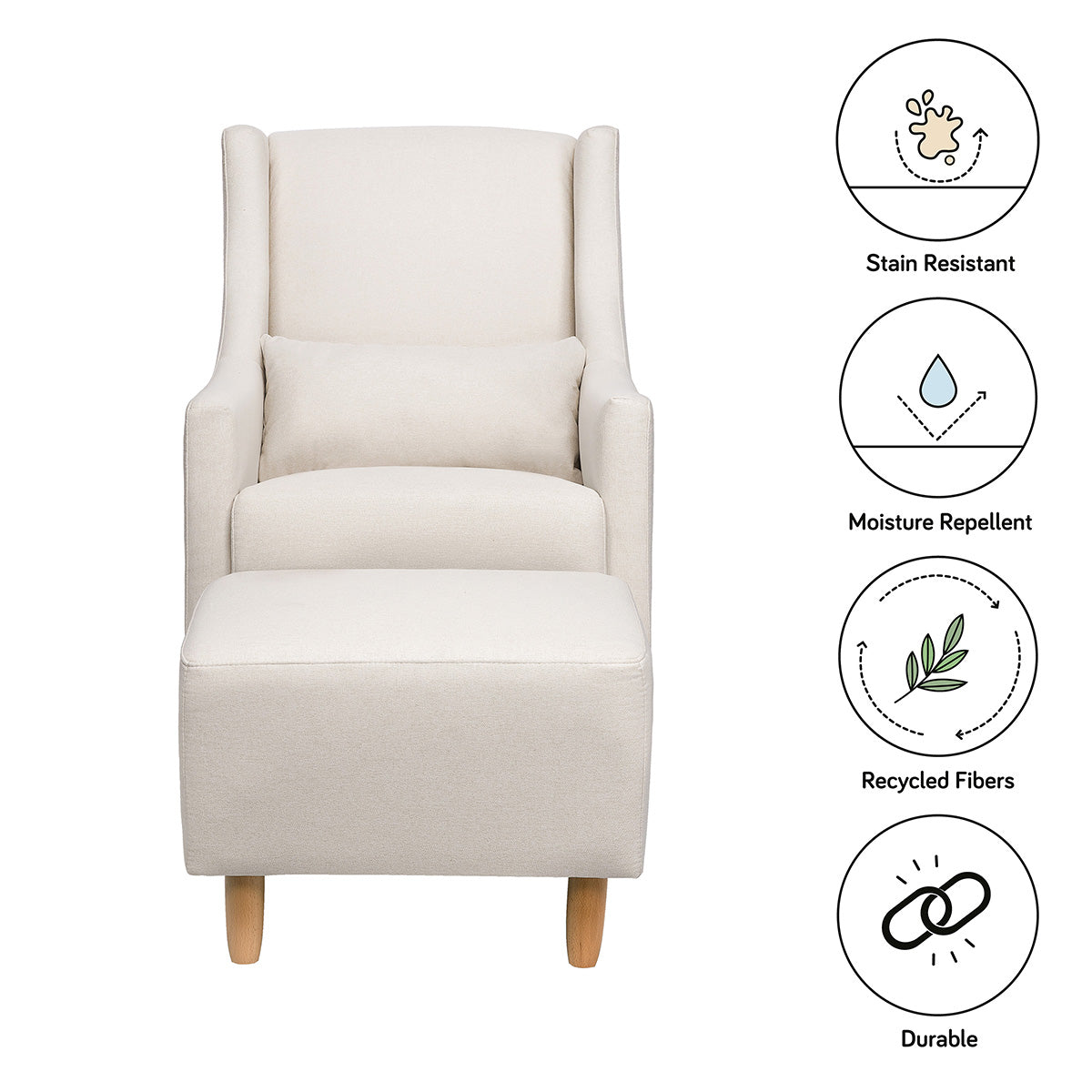 Babyletto Toco Swivel Glider and Ottoman - Performance Cream Eco-Weave