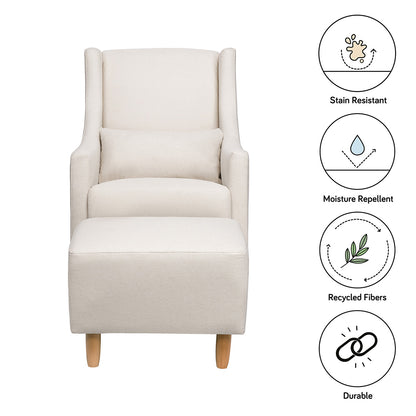 Babyletto Toco Swivel Glider and Ottoman - Performance Cream Eco-Weave