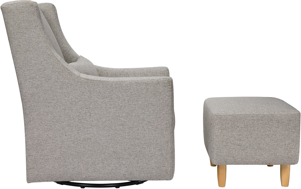 Babyletto Toco Swivel Glider and Ottoman - Performance Grey Eco-Weave