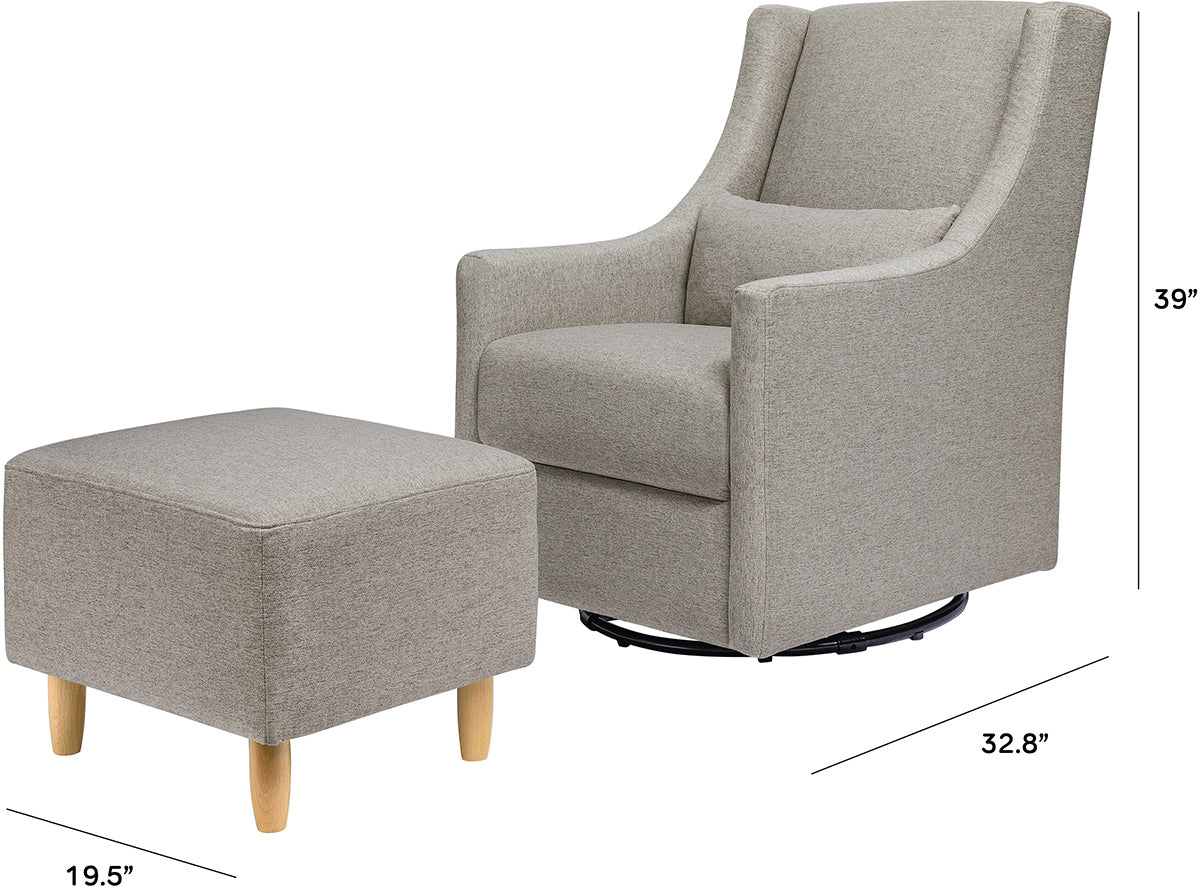 Babyletto Toco Swivel Glider and Ottoman - Performance Grey Eco-Weave