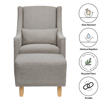 Babyletto Toco Swivel Glider and Ottoman - Performance Grey Eco-Weave