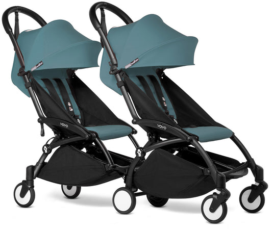 Babyzen YOYO Connect Double Stroller 6+ / 6+ Bundle - Black / Aqua