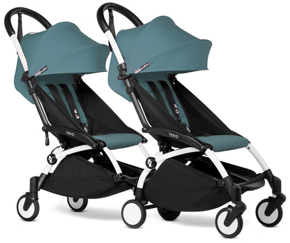 Babyzen YOYO Connect Double Stroller 6+ / 6+ Bundle - White / Aqua