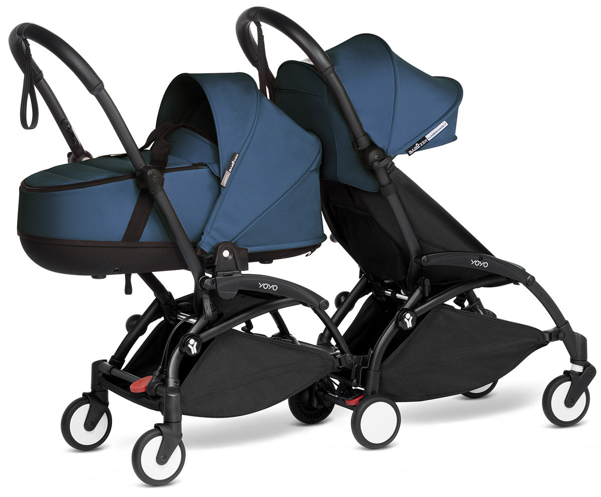 Babyzen YOYO Connect Double Stroller Bassinet / 6+ Bundle - Black / Air France Blue