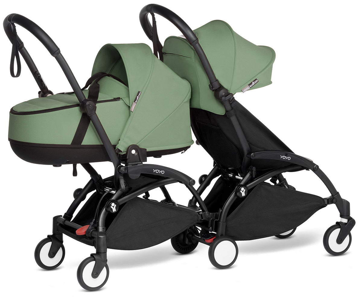 Babyzen YOYO Connect Double Stroller Bassinet / 6+ Bundle - Black / Peppermint