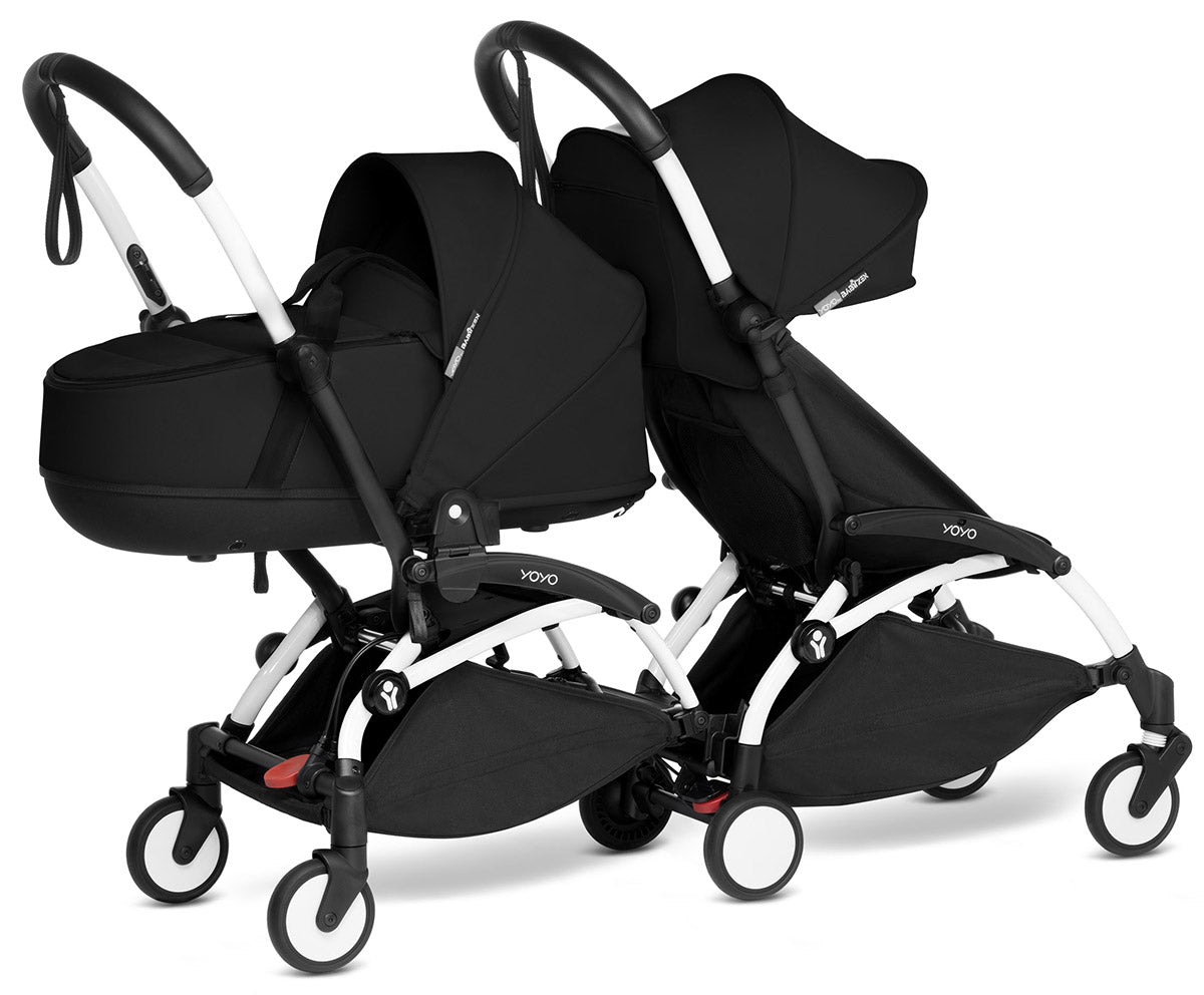 Babyzen YOYO Connect Double Stroller Bassinet / 6+ Bundle - White / Black