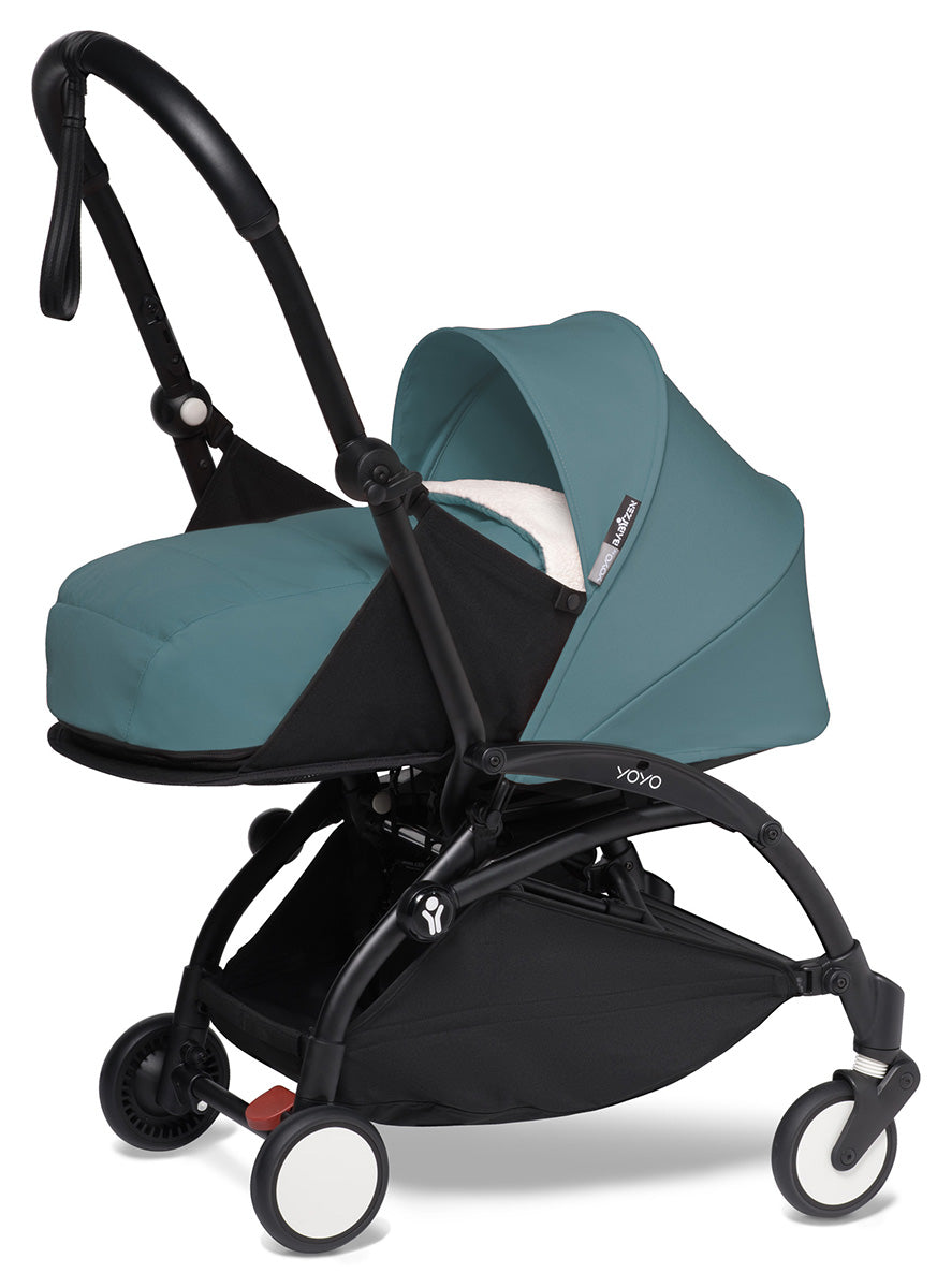 Babyzen YOYO2 Ultra Compact Complete 0+/6+ Stroller & Rolling Bag Bundle - Black/Aqua