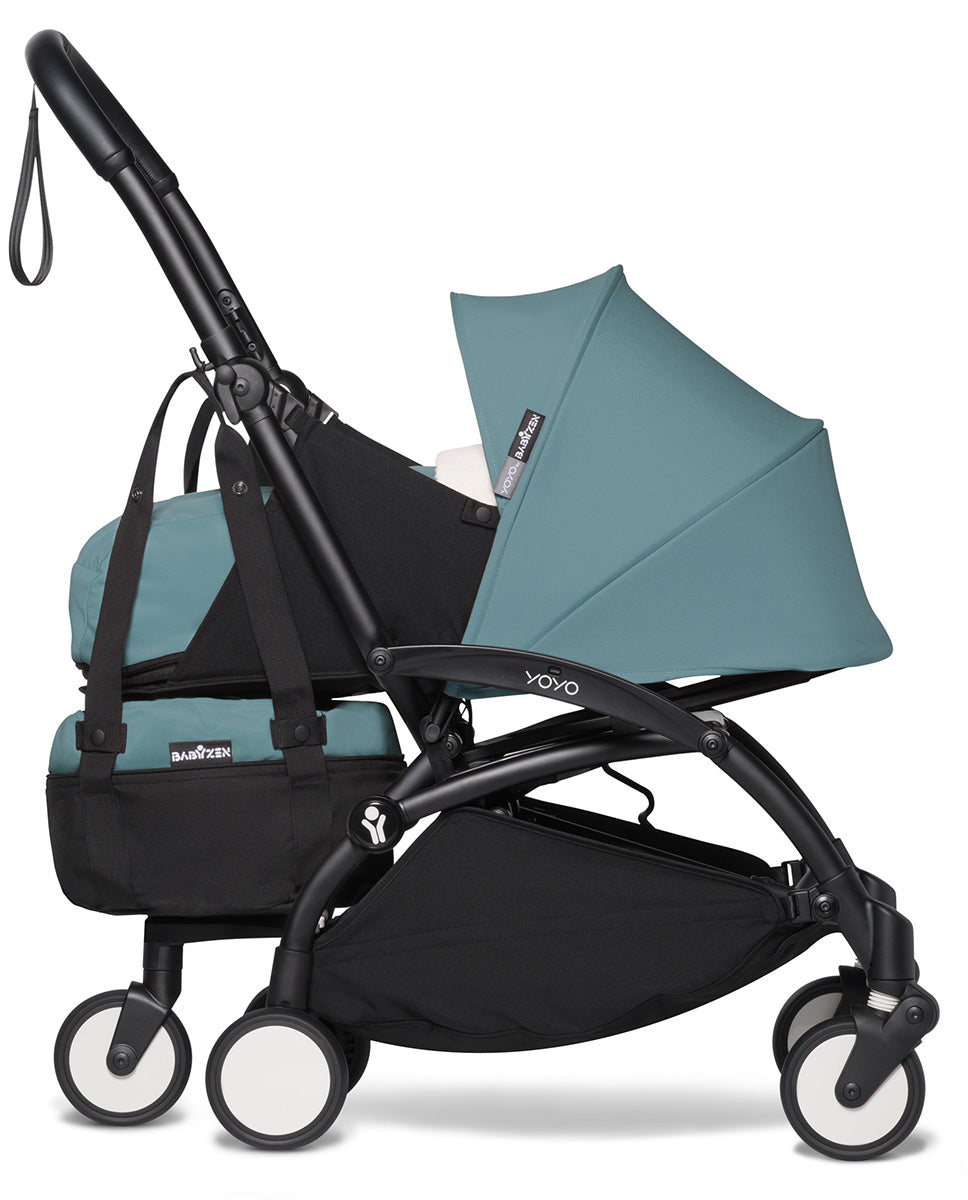 Babyzen YOYO2 Ultra Compact Complete 0+/6+ Stroller & Rolling Bag Bundle - Black/Aqua