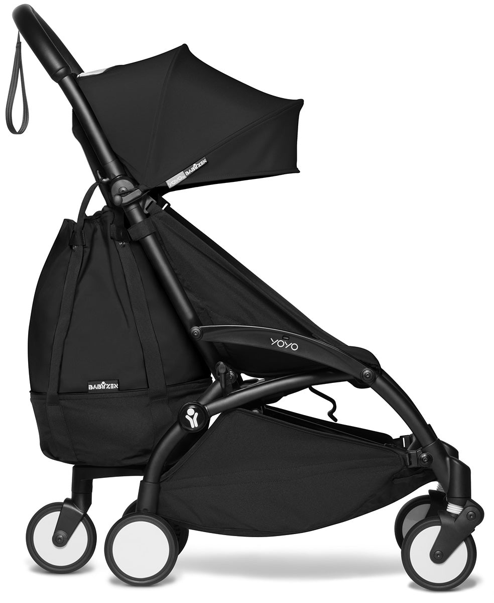 Babyzen YOYO2 Ultra Compact Complete 6+ Stroller with Bassinet & Rolling Bag Bundle - Black/Black