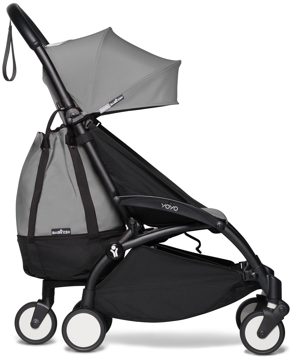 Babyzen YOYO2 Ultra Compact Complete 6+ Stroller with Bassinet & Rolling Bag Bundle - Black/Grey