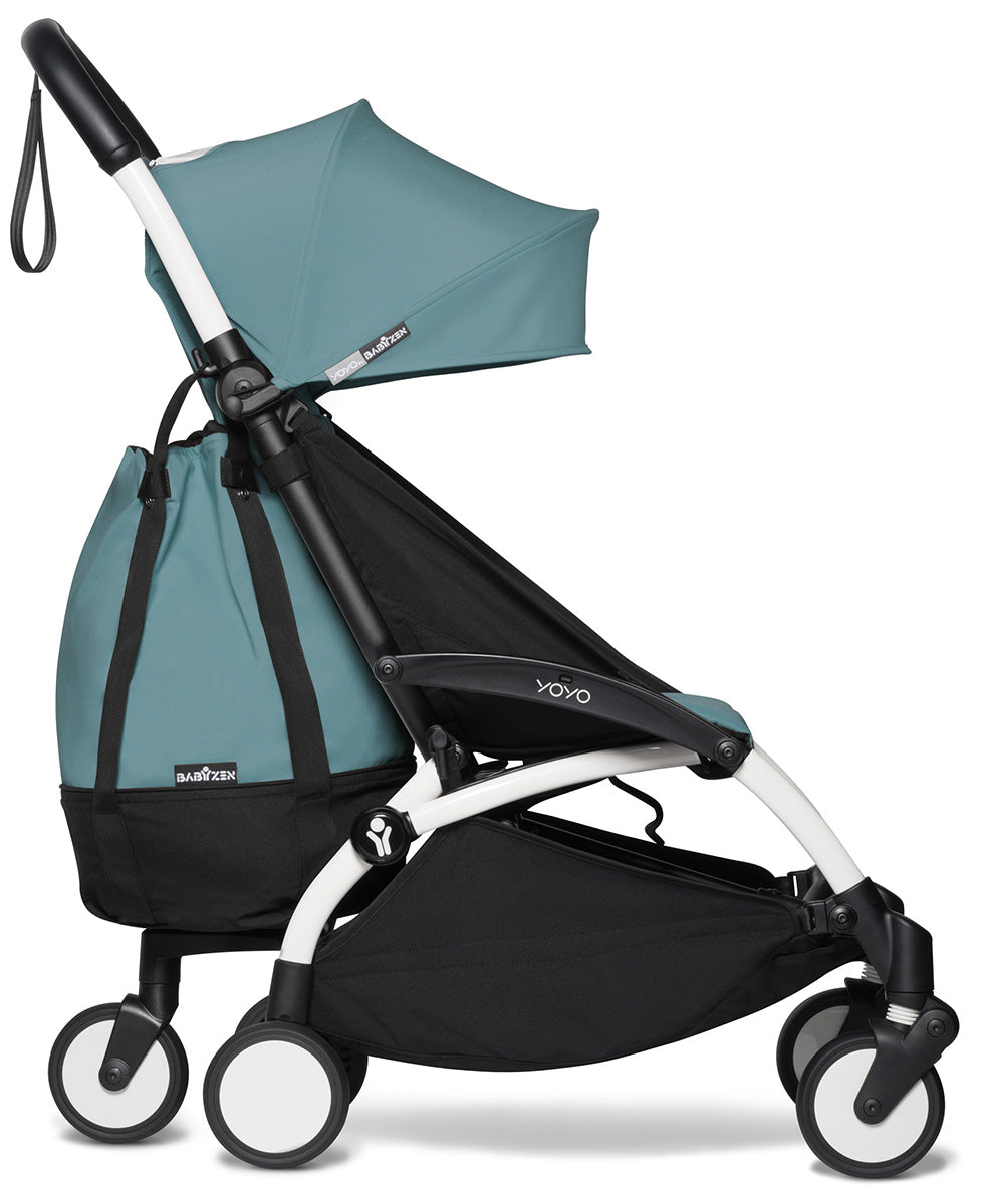 Babyzen YOYO2 Ultra Compact Complete 0+/6+ Stroller & Rolling Bag Bundle - White/Aqua