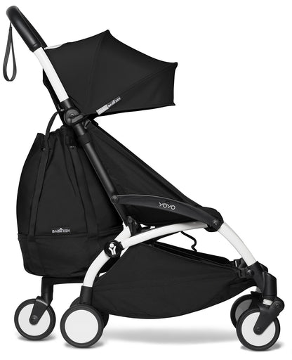 Babyzen YOYO2 Ultra Compact Complete 6+ Stroller with Bassinet & Rolling Bag Bundle - White/Black