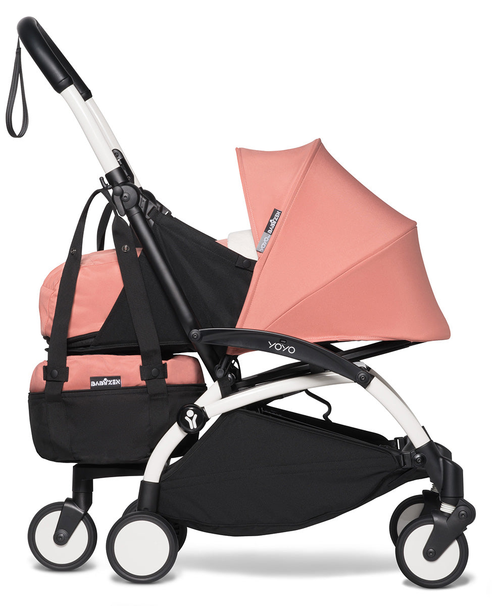 Babyzen YOYO2 Ultra Compact Complete 0+/6+ Stroller & Rolling Bag Bundle - White/Ginger