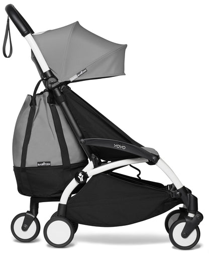 Babyzen YOYO2 Ultra Compact Complete 6+ Stroller with Bassinet & Rolling Bag Bundle - White/Grey