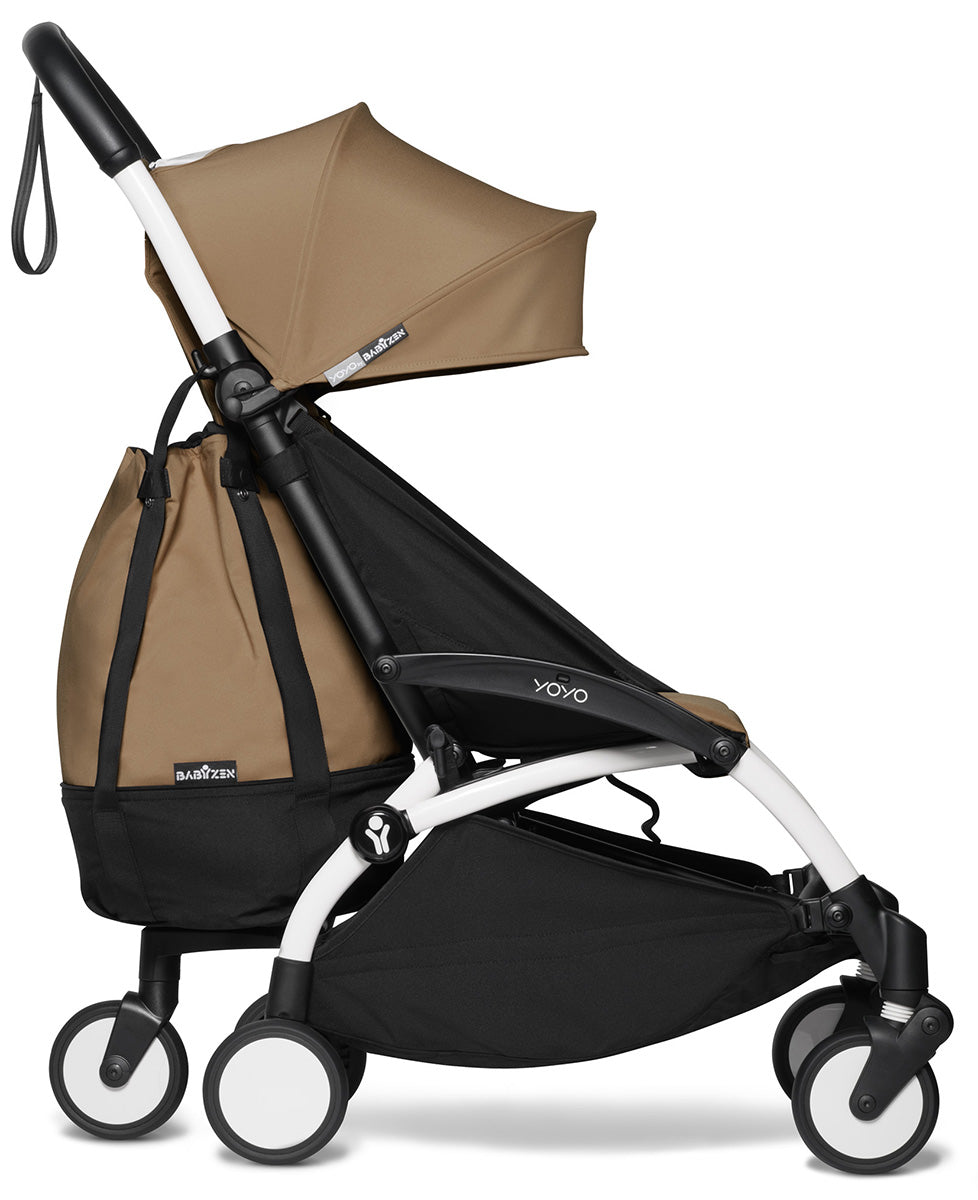 Babyzen YOYO2 Ultra Compact Complete 6+ Stroller & Rolling Bag Bundle - White/Toffee