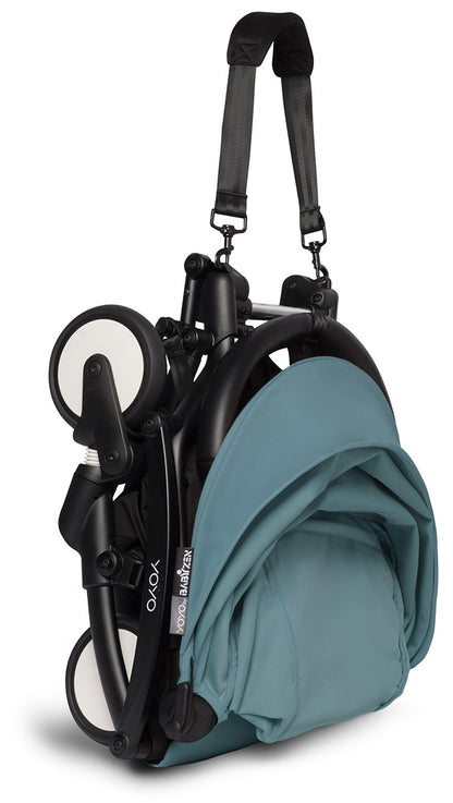 Babyzen YOYO2 Ultra Compact Complete 6+ Stroller & Rolling Bag Bundle - Black/Aqua