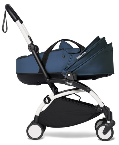 Babyzen YOYO2 Ultra Compact Complete 6+ Stroller with Bassinet Bundle - White/Air France Blue