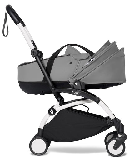 Babyzen YOYO2 Ultra Compact Complete 6+ Stroller with Bassinet Bundle - White/Grey