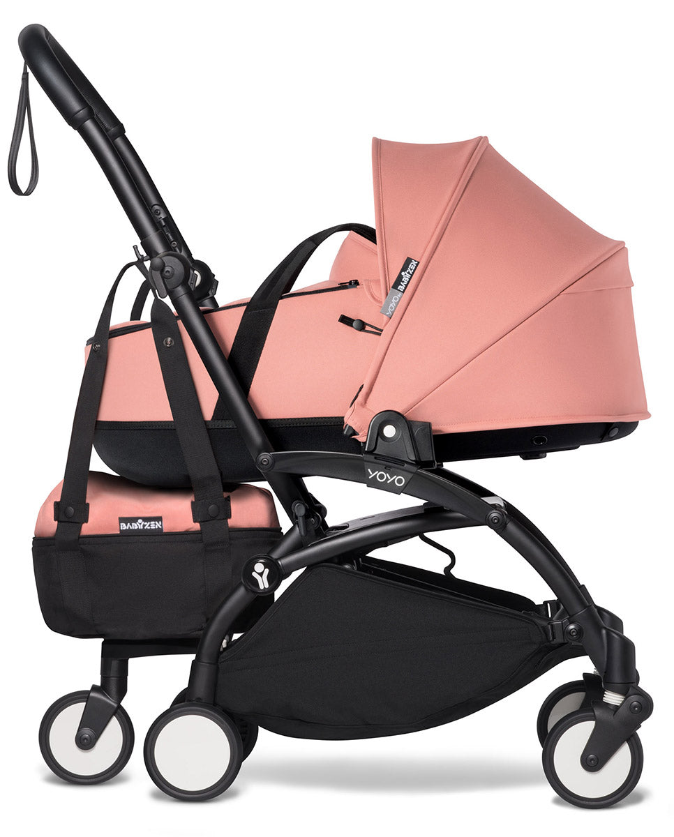 Babyzen YOYO2 Ultra Compact Complete 6+ Stroller with Bassinet & Rolling Bag Bundle - Black/Ginger