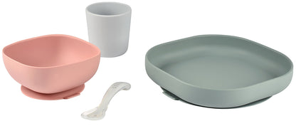 BEABA 4-Piece Silicone Dinner Set - Eucalyptus