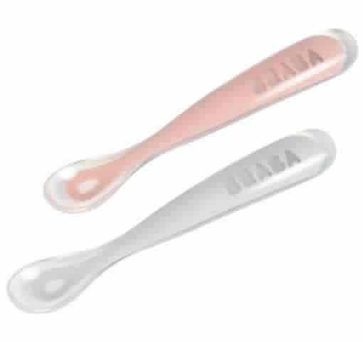 Beaba Set of 2 Spoon Travel Set - Cloud/Rose