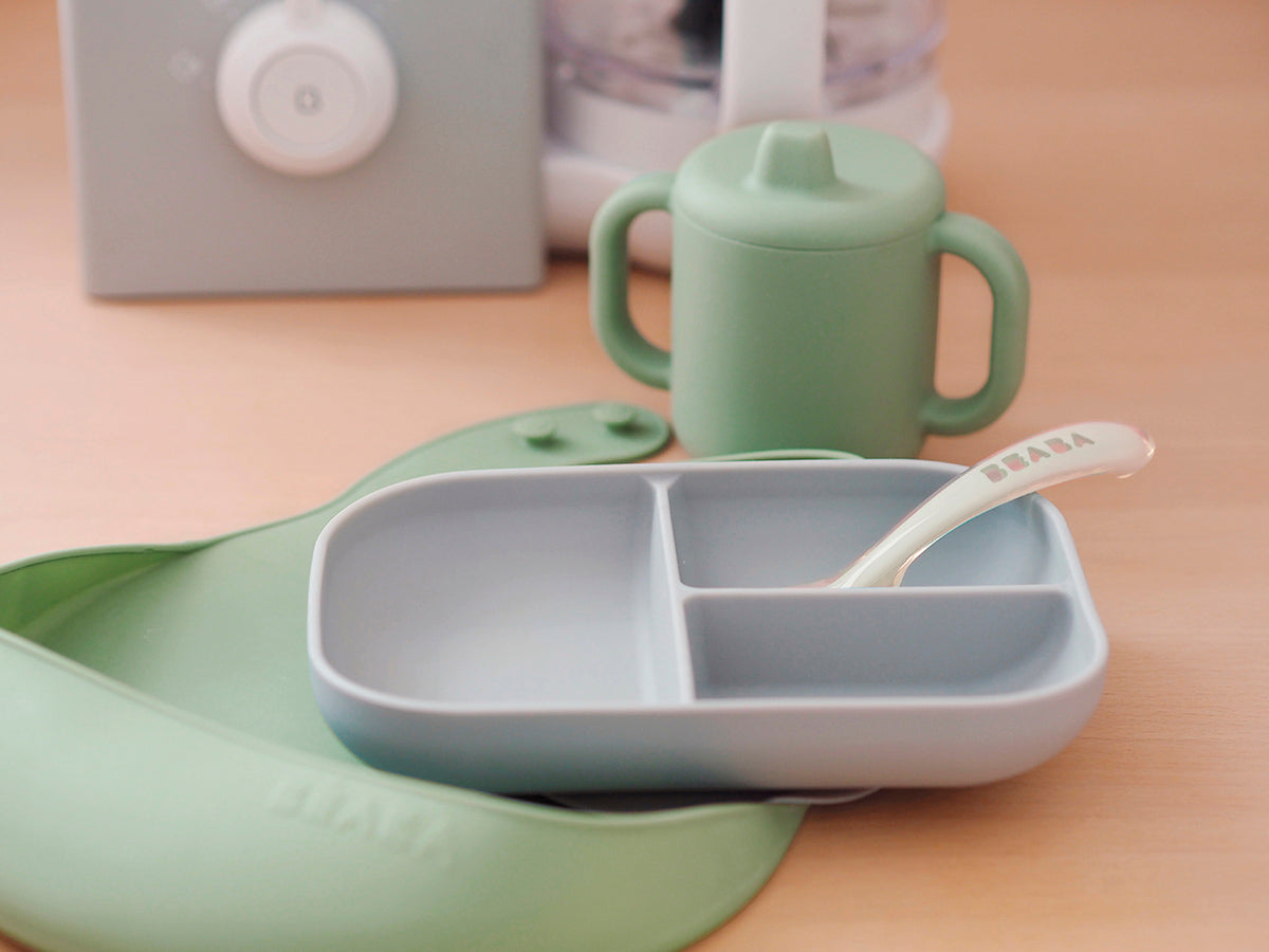 BEABA The Essentials Silicone Meal Set - Grey / Sage