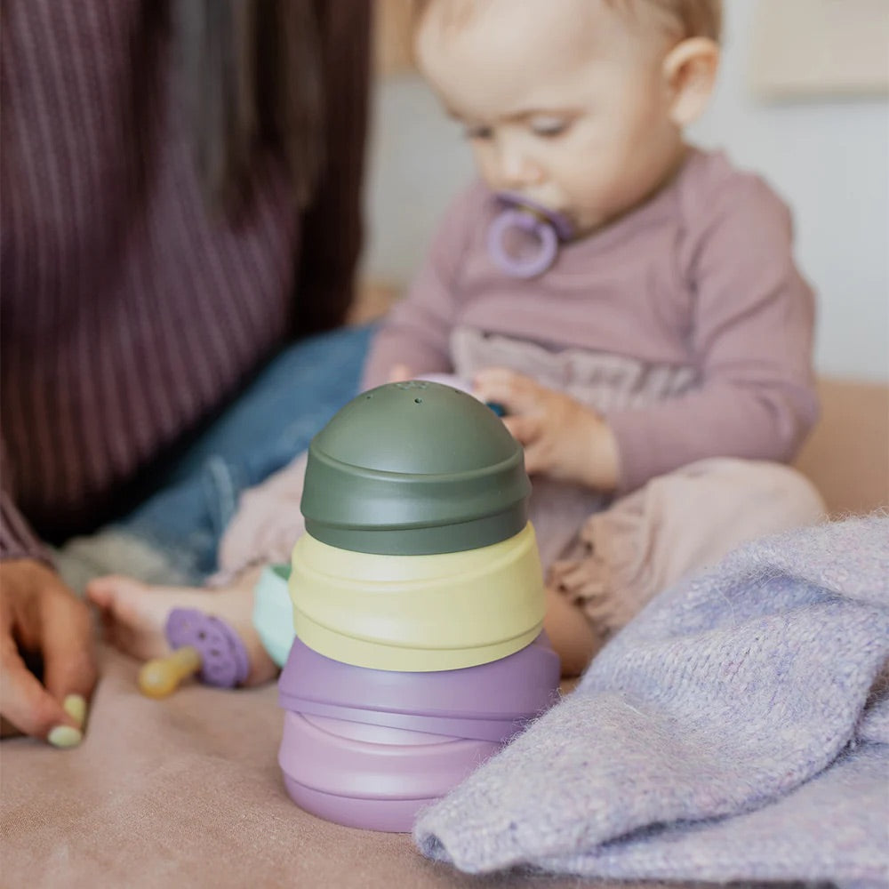 BIBS Wobbly Tower Bright Rainbow