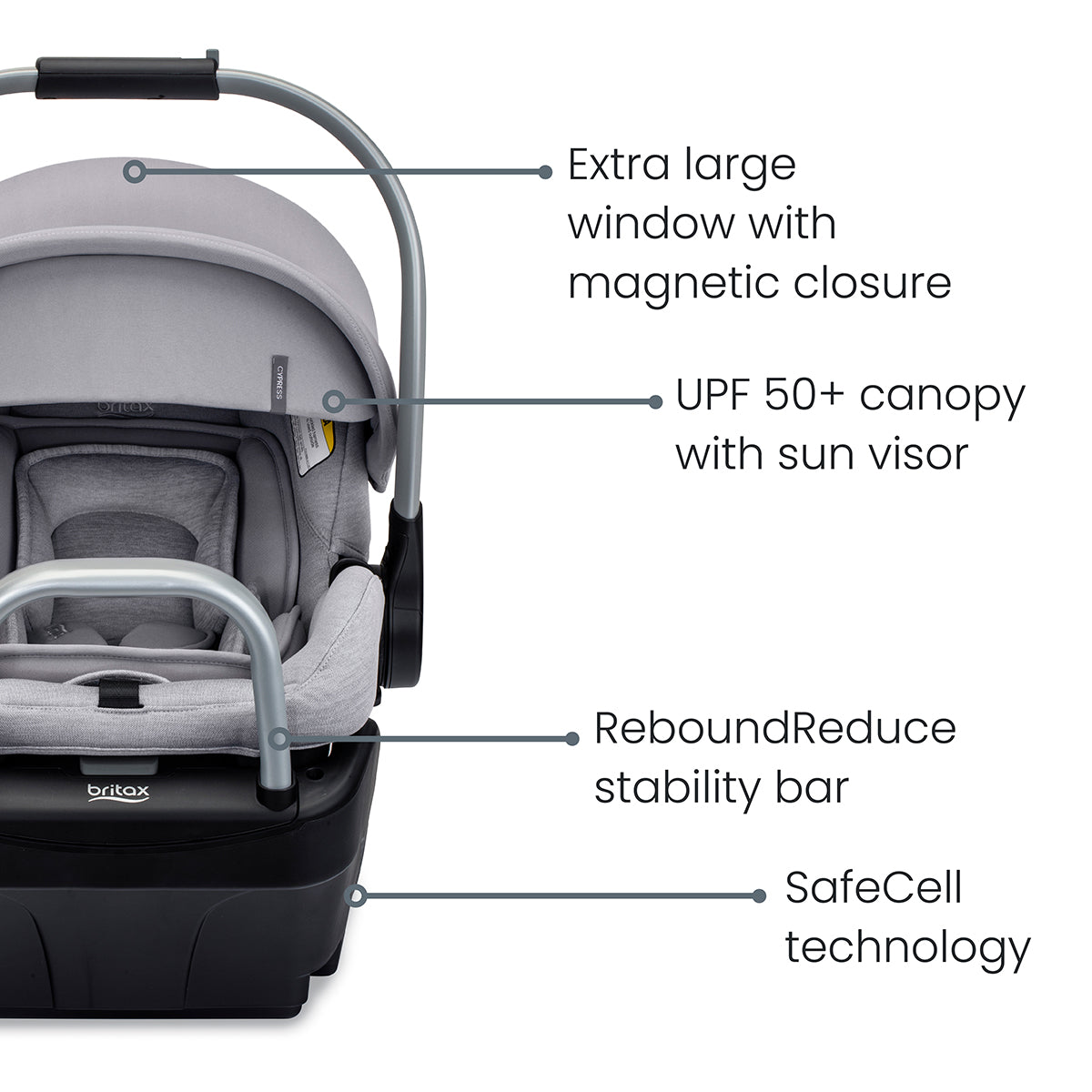 Britax Cypress Infant Car Seat with Alpine Anti-Rebound Base - Ponte Arctic