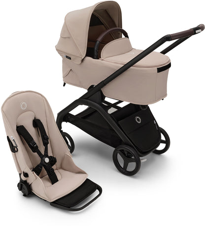 Bugaboo Dragonfly Complete Lightweight Compact Stroller + Bassinet - Black / Desert Taupe / Desert Taupe