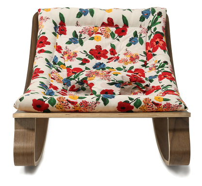 Charlie Crane LEVO Baby Rocker - Walnut / Le Petit Lucas du Tertre Hibiscus