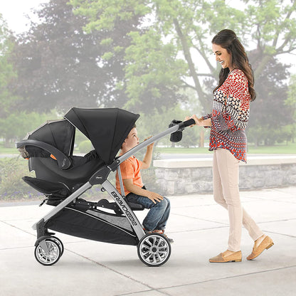 Chicco BravoFor2 Standing/Sitting Double Stroller + Keyfit 30 Travel System Bundle - Iron / Orion