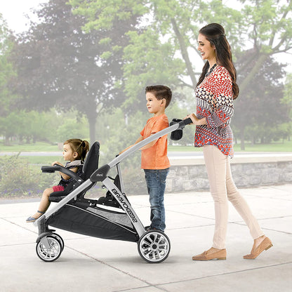 Chicco BravoFor2 Standing/Sitting Double Stroller + Keyfit 30 Travel System Bundle - Iron / Orion