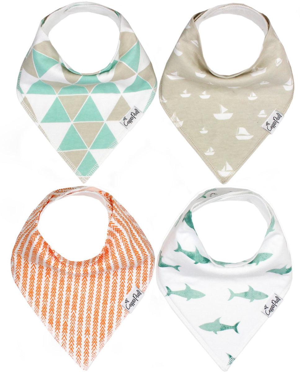 Copper Pearl Baby Bandana Bibs, 4 Pack - Pacific