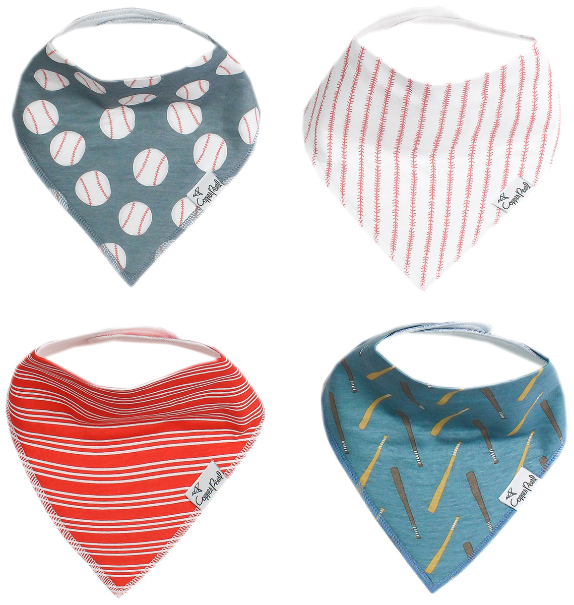 Copper Pearl Baby Bandana Bibs, 4 Pack - Slugger