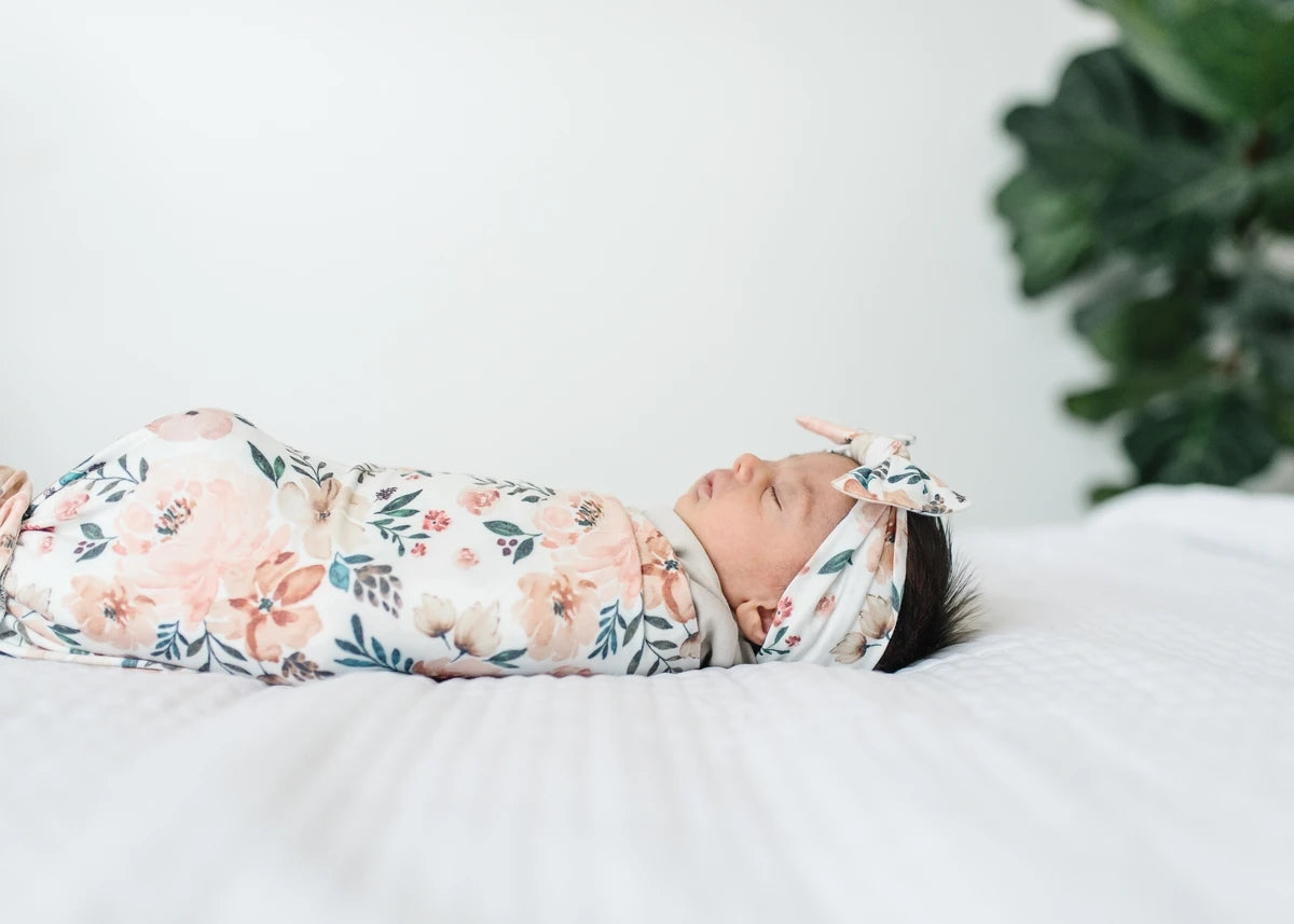 Copper Pearl Knit Headband Bow - Autumn