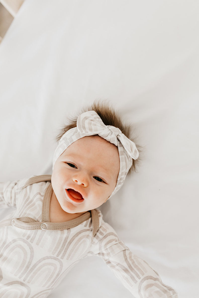 Copper Pearl Knit Headband Bow - Bliss