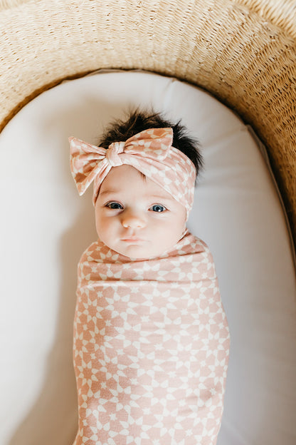 Copper Pearl Knit Headband Bow - Star