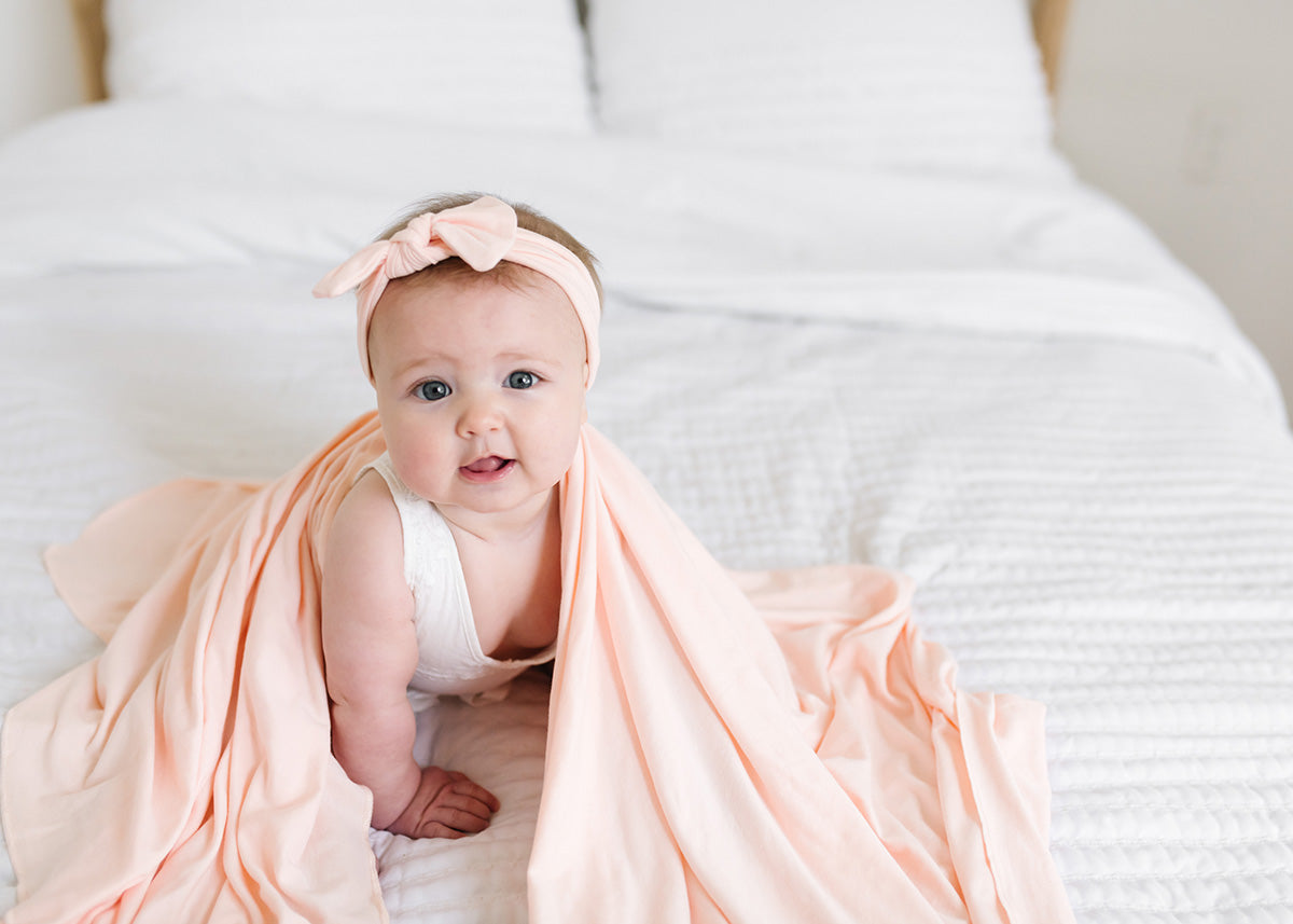 Copper Pearl Knit Swaddle Blanket - Blush