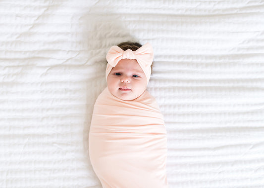 Copper Pearl Knit Swaddle Blanket - Blush