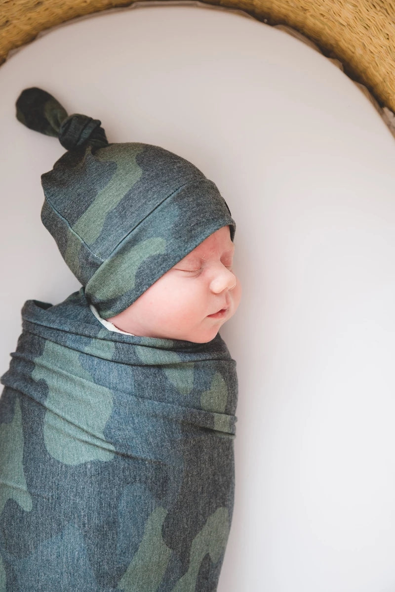 Copper Pearl Knit Swaddle Blanket - Hunter